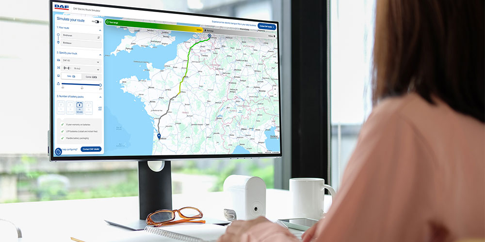 DAF lanza un simulador interactivo para planificar rutas con camiones eléctricos